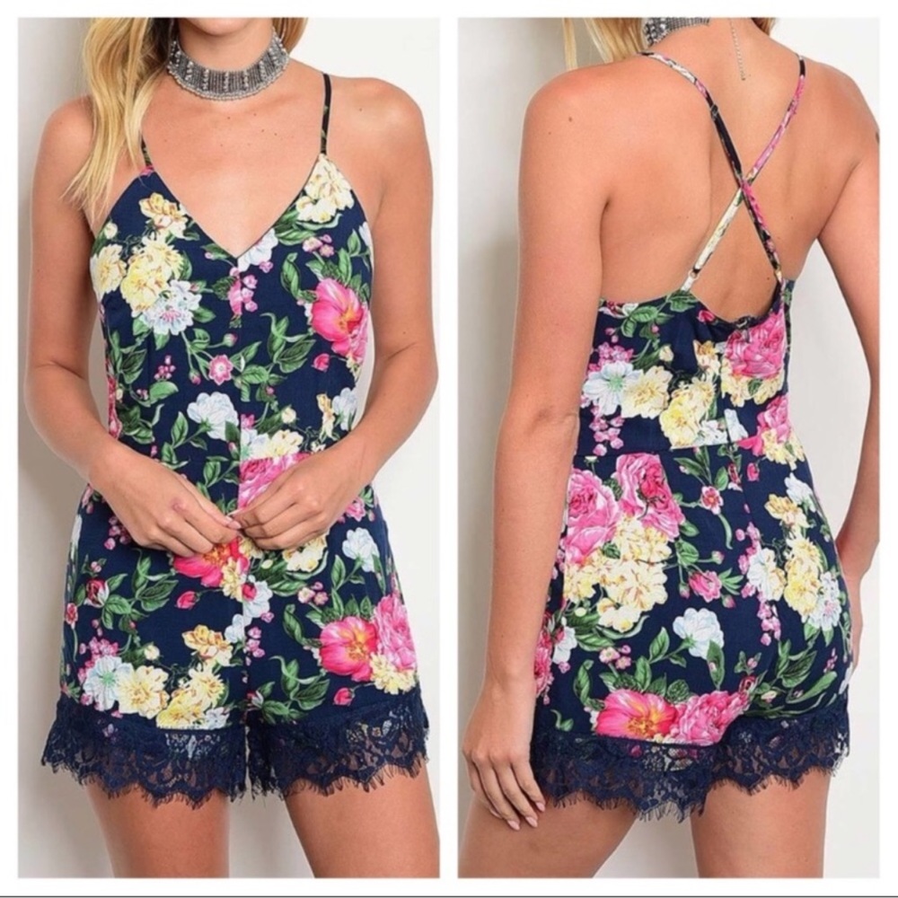 October Love Floral Print Romper Size Large